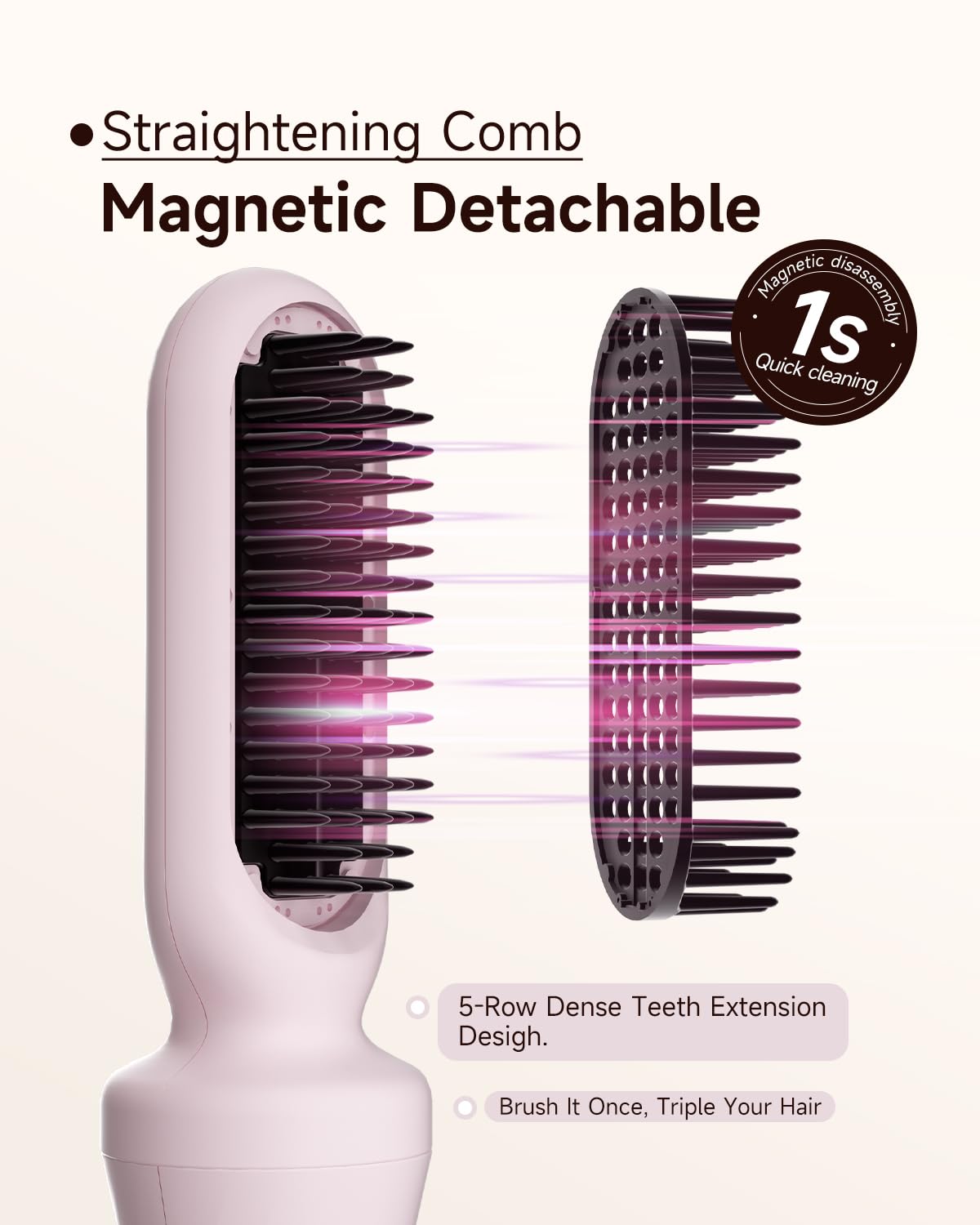 5 in 1 Auto Curling Iron Set with Interchangeable Barrels - 1", 1.25", 1.5" Curling Wand, Hair Crimper & Straightening Brush, Ro
