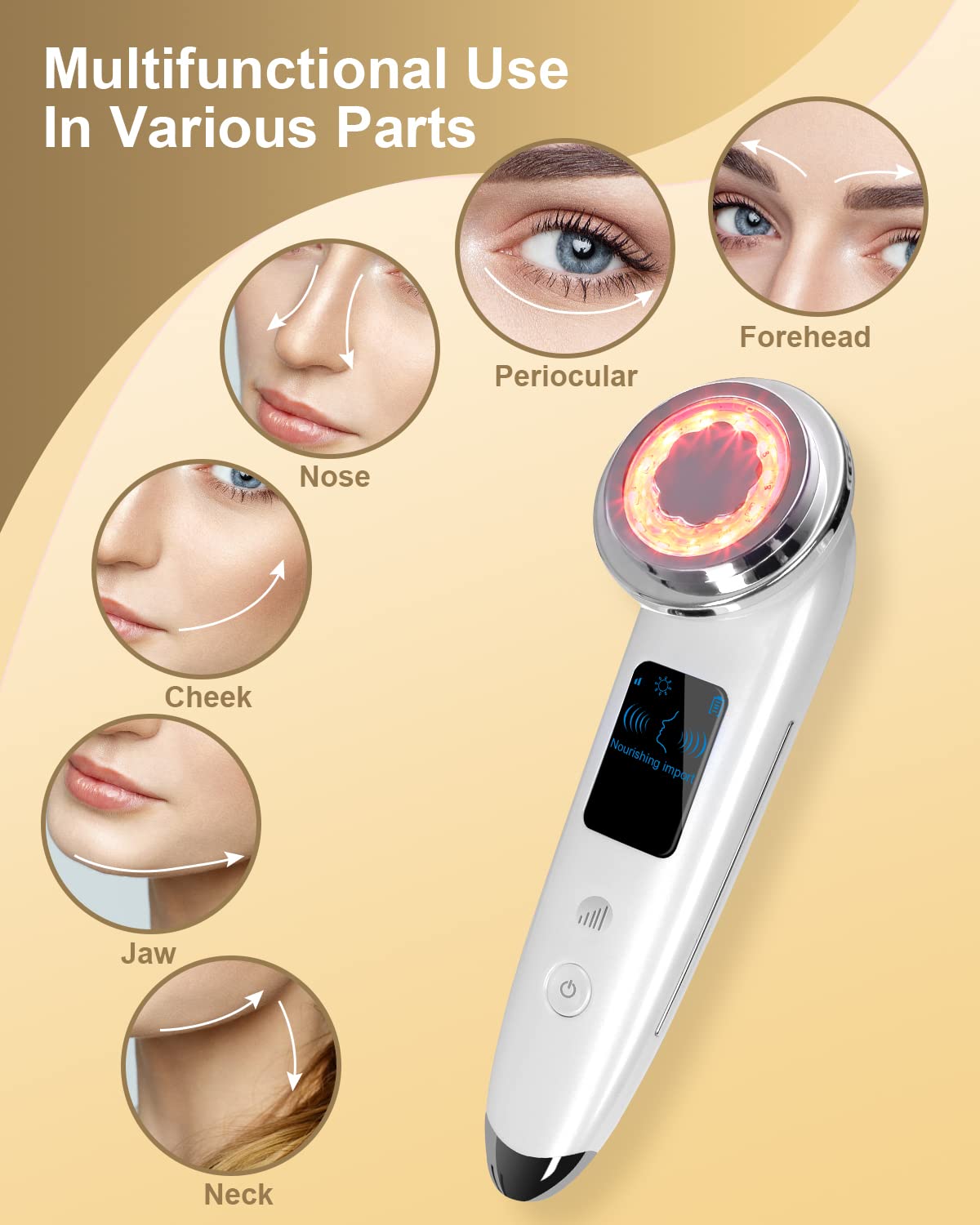 EMS Facial Massager LED Light therapy Sonic Ion Vibration Skin Tightening Face Lifting Anti Wrinkle Beauty Device Skin Care Tool