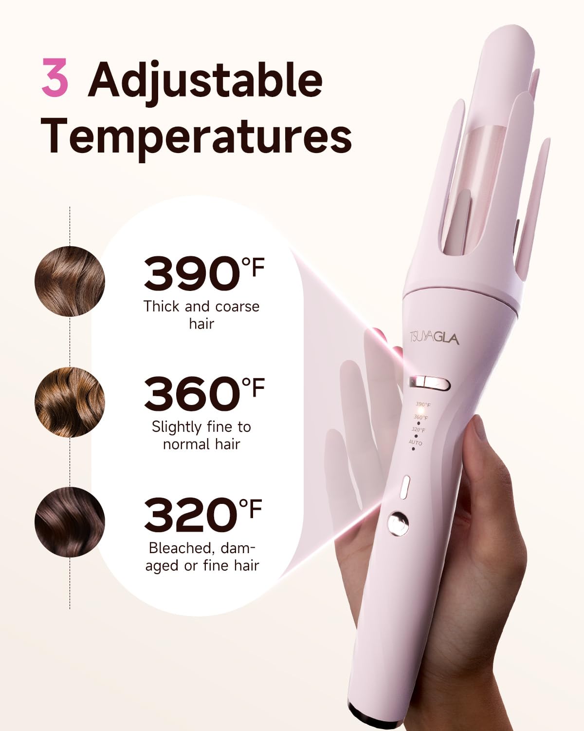 5 in 1 Auto Curling Iron Set with Interchangeable Barrels - 1", 1.25", 1.5" Curling Wand, Hair Crimper & Straightening Brush, Ro