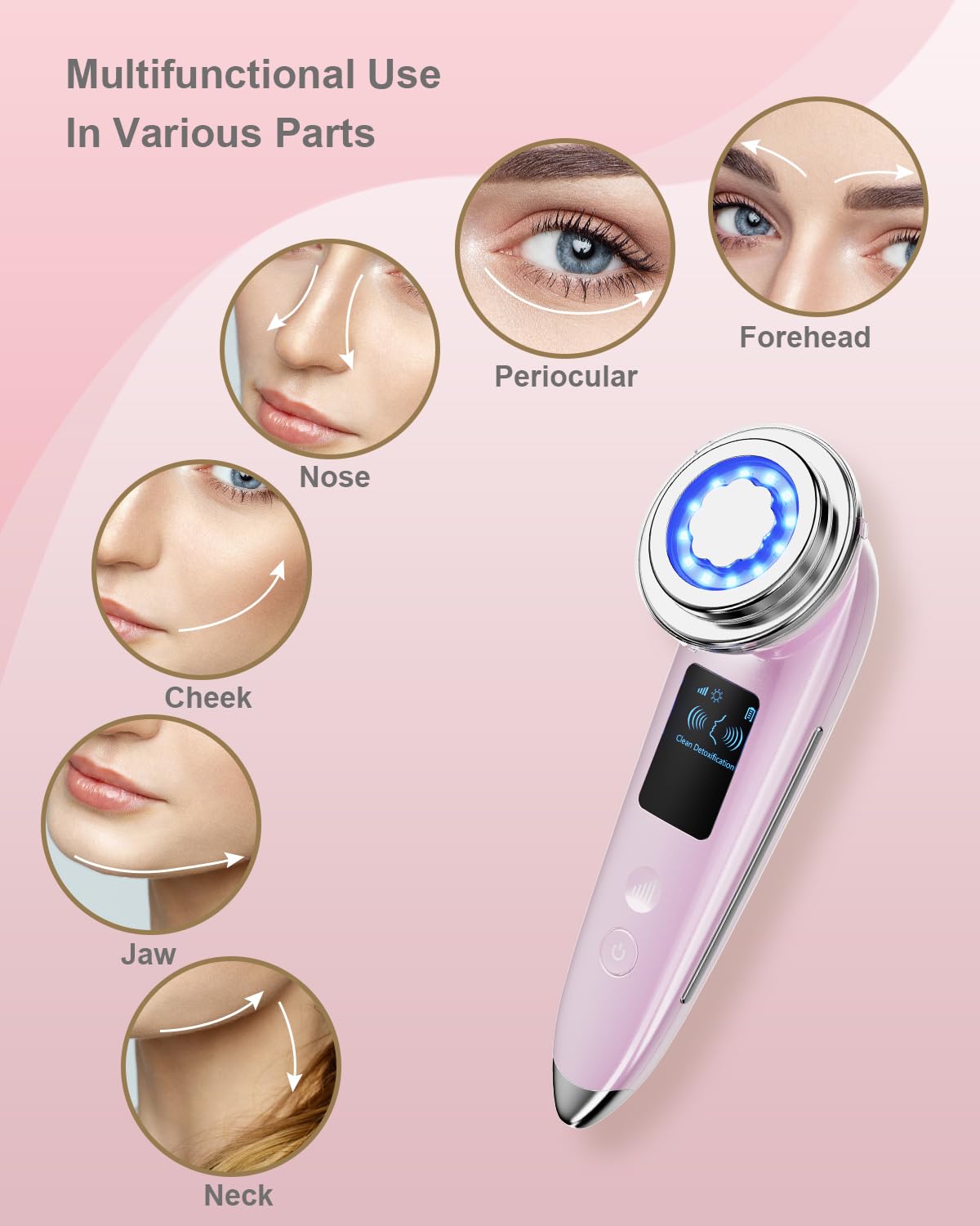 EMS Facial Massager LED Light therapy Sonic Ion Vibration Skin Tightening Face Lifting Anti Wrinkle Beauty Device Skin Care Tool