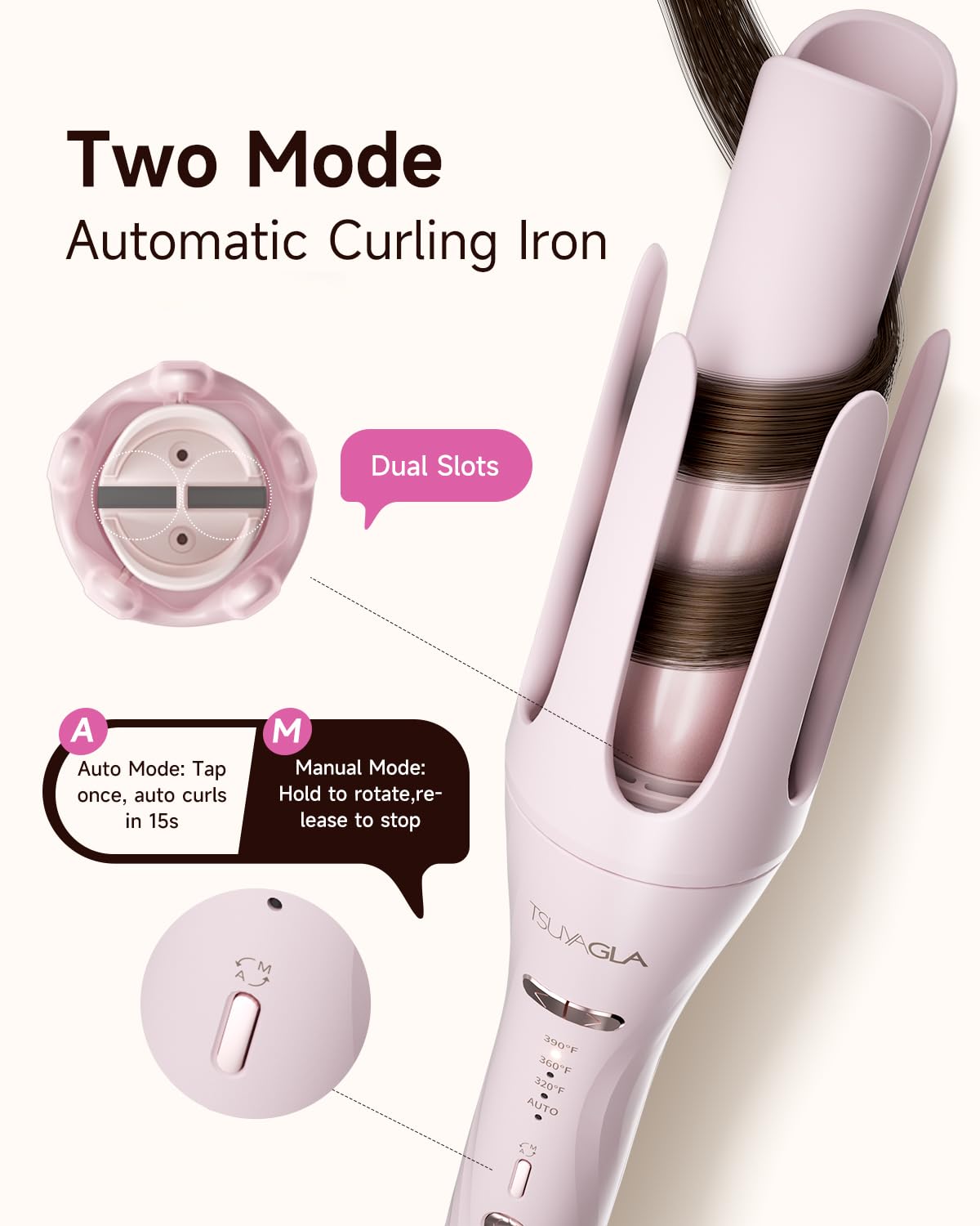 5 in 1 Auto Curling Iron Set with Interchangeable Barrels - 1", 1.25", 1.5" Curling Wand, Hair Crimper & Straightening Brush, Ro