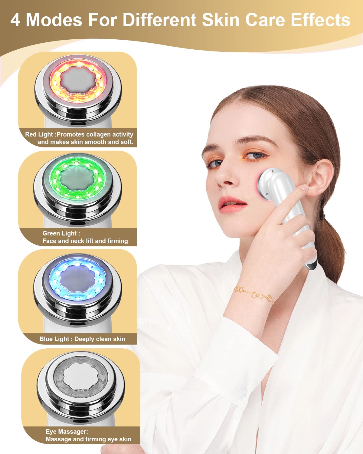 EMS Facial Massager LED Light therapy Sonic Ion Vibration Skin Tightening Face Lifting Anti Wrinkle Beauty Device Skin Care Tool