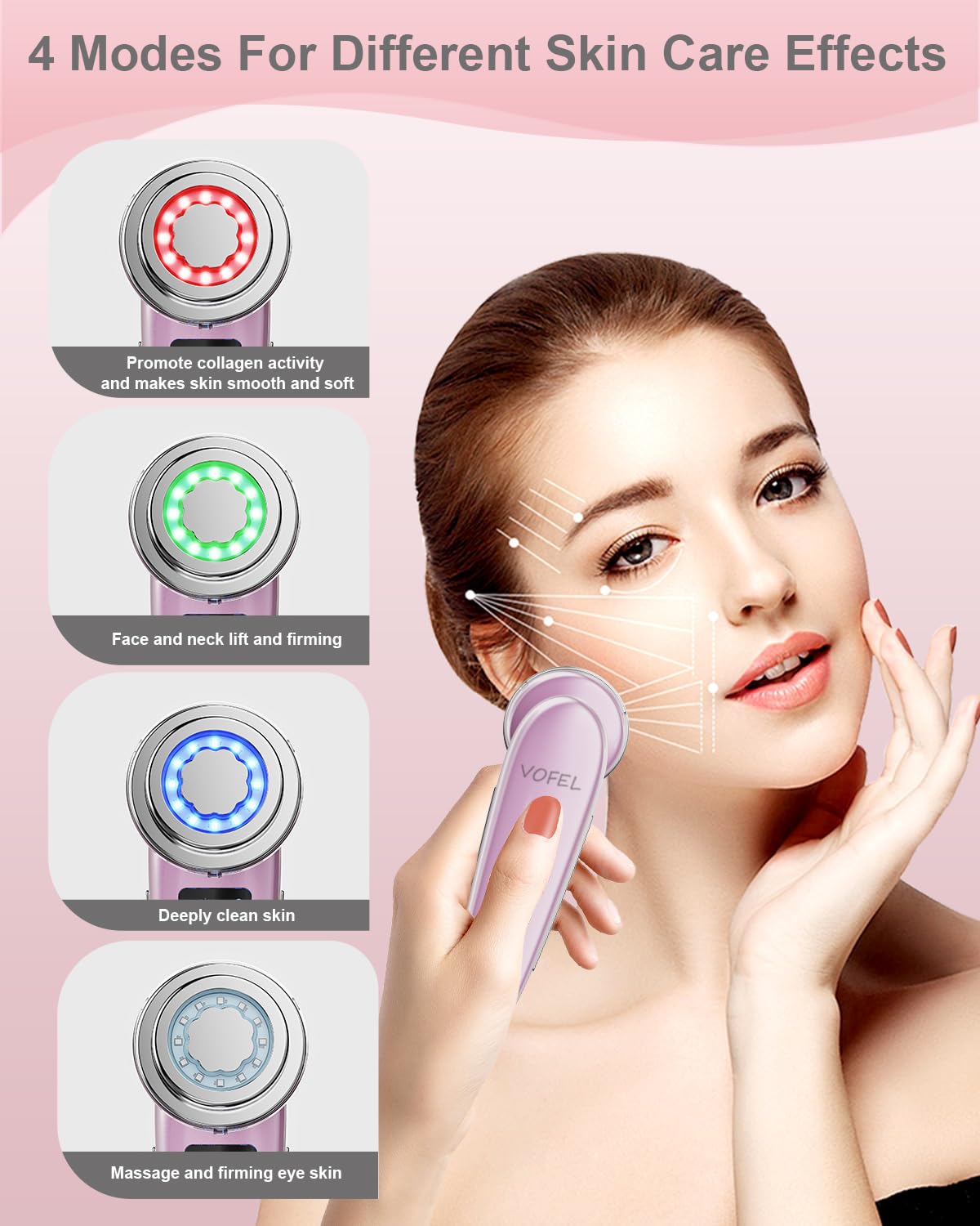EMS Facial Massager LED Light therapy Sonic Ion Vibration Skin Tightening Face Lifting Anti Wrinkle Beauty Device Skin Care Tool