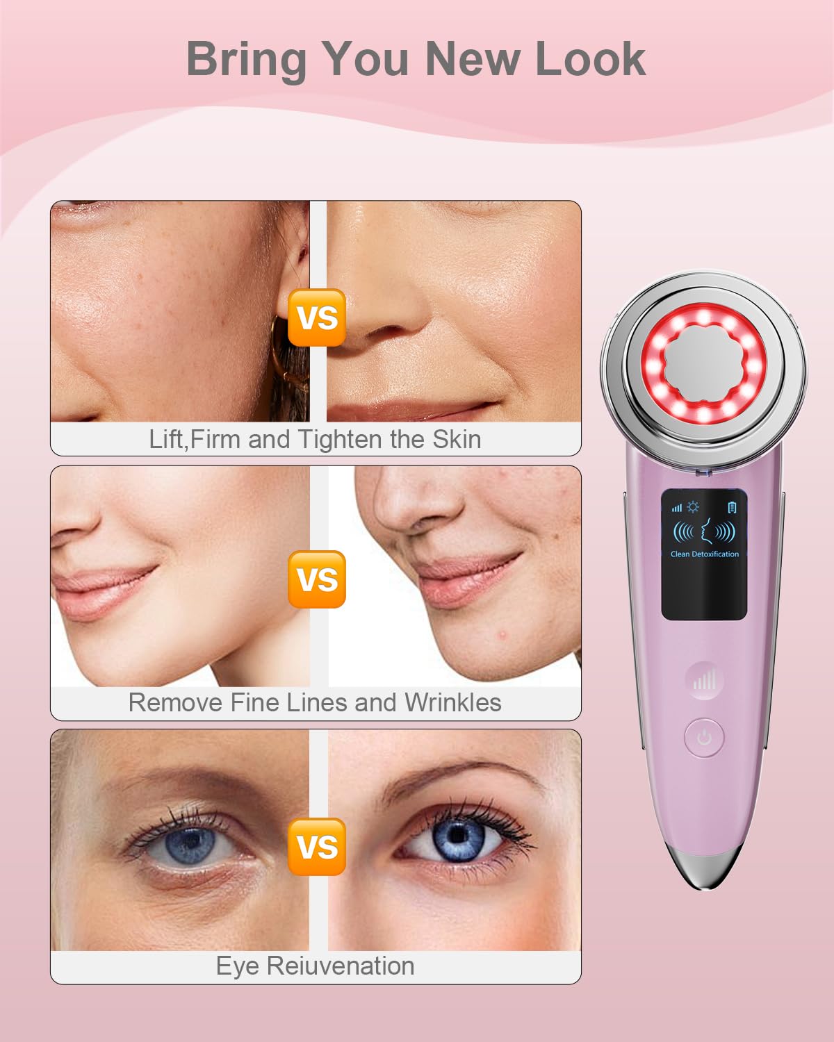 EMS Facial Massager LED Light therapy Sonic Ion Vibration Skin Tightening Face Lifting Anti Wrinkle Beauty Device Skin Care Tool