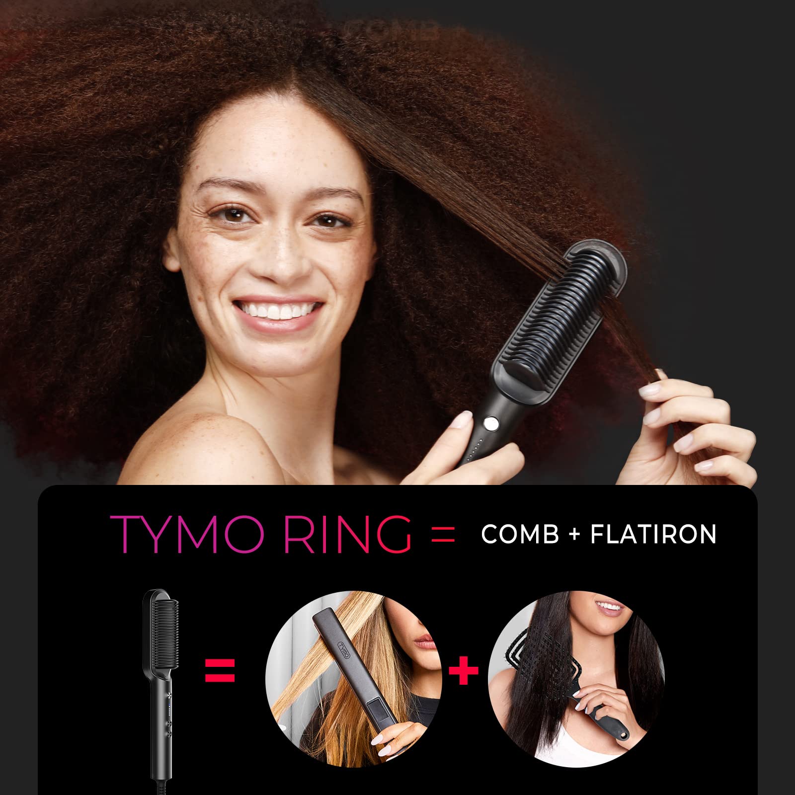 2in1 Hair Styler Straightening  Hot Comb Fast Heated Ceramic Negative Ion Curler Straightener Brush Anti-Scalding Styling Tools