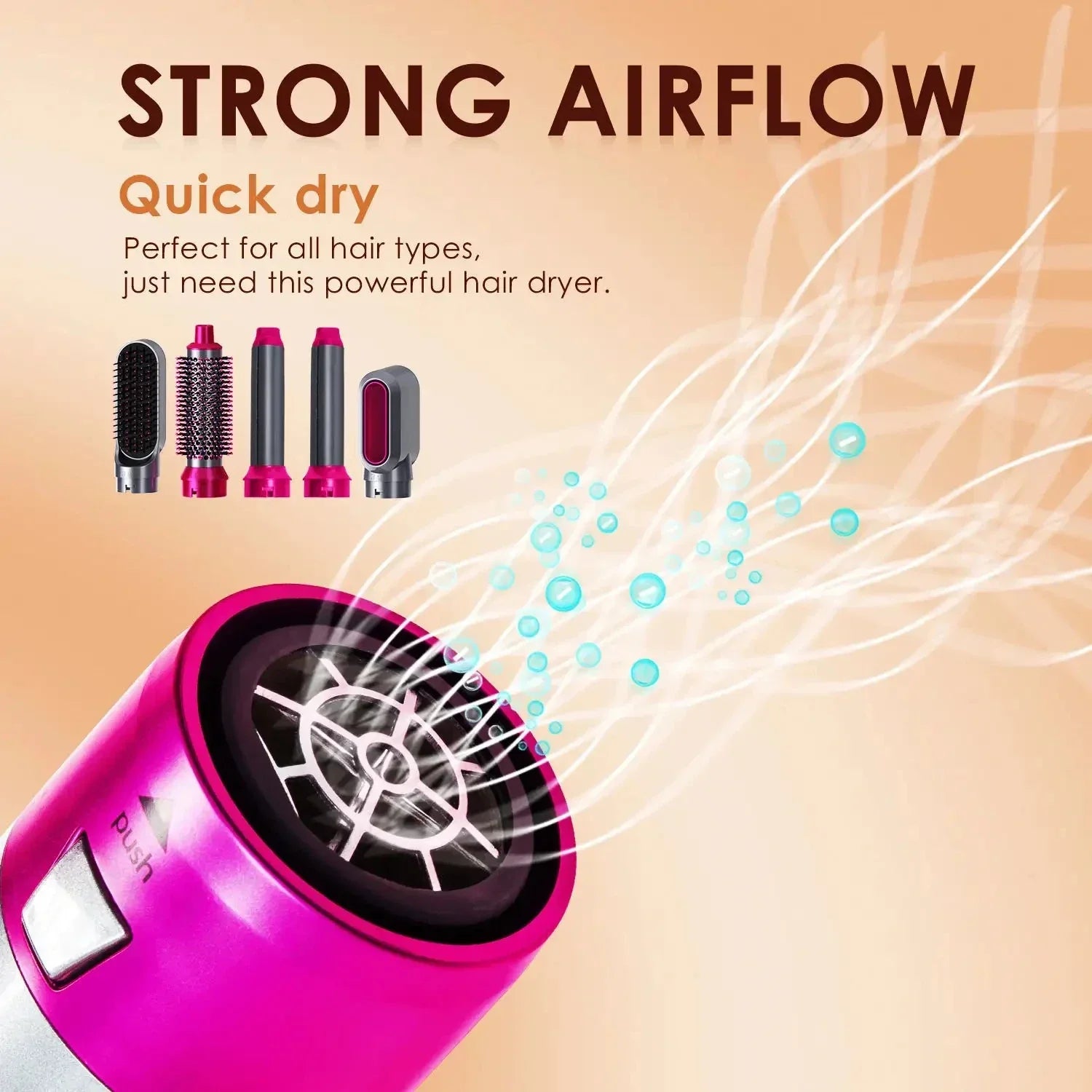 Bestseller 6-in-1 High-speed Hot Air Comb Multi-function Roll Straightening Dual-purpose Set Household Hairdressing Hair Dryer