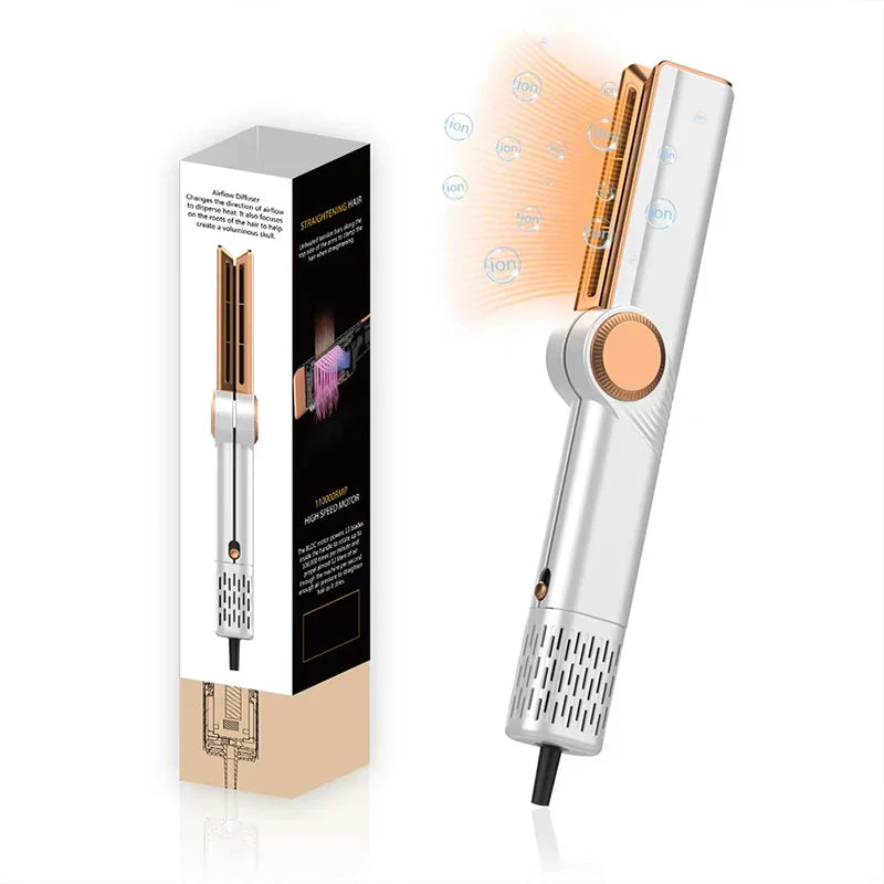 2 IN 1 Professional Hair Straightener & Hair Dryer Heat-Up Hair Flat Iron, Negative Ion Iron Long-Lasting Styling Tool Dys0n