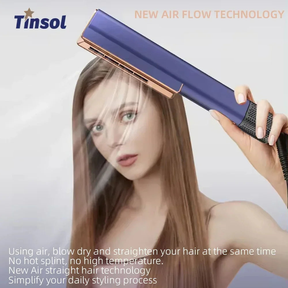 2 IN 1 Professional Hair Straightener & Hair Dryer Heat-Up Hair Flat Iron, Negative Ion Iron Long-Lasting Styling Tool Dys0n