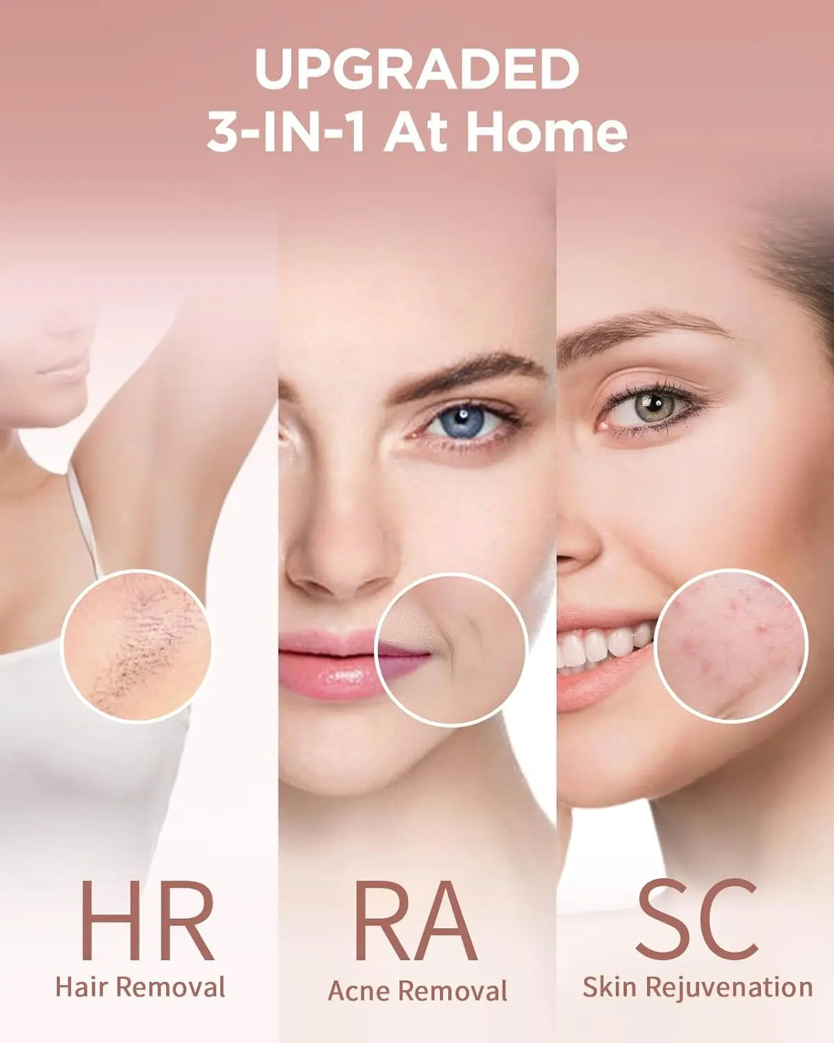 Haarlosy IPL Devices Hair Removal Laser Painless Hair Removal Device with HR/SC/RA, 9 Levels, 999,900 Flashes at Home for Women