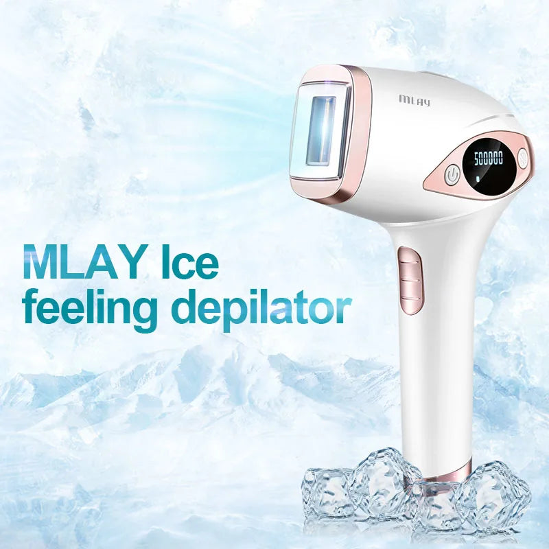 MLAY T4 IPL Laser Handheld Hair Removal Machine Ice Cool Permanent Face Body Bikini Epilator with 500000 Shots for Home Use