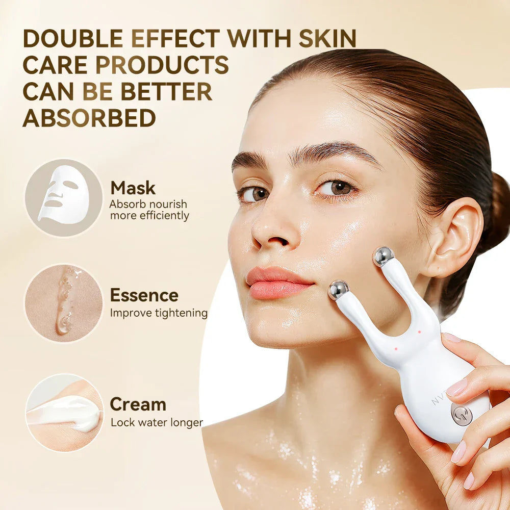 Portable 7-in-1 Facial Massager Tool with EMS Red-Light Therapy Vibrations Thermals for Wrinkles Reduction Home Use