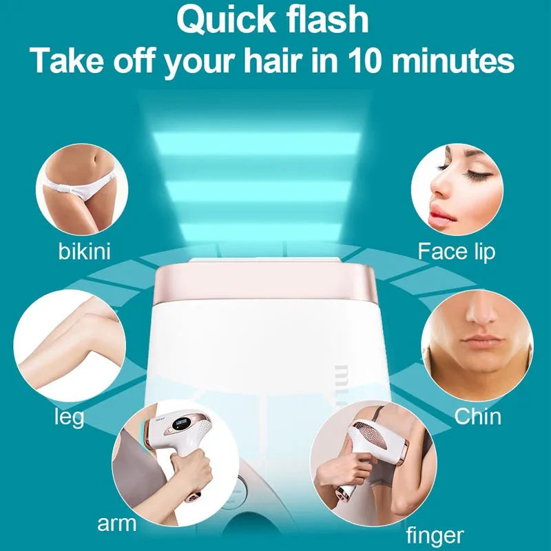 MLAY T4 IPL Laser Handheld Hair Removal Machine Ice Cool Permanent Face Body Bikini Epilator with 500000 Shots for Home Use