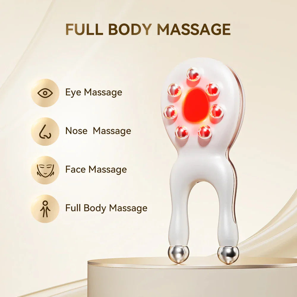 Portable 7-in-1 Facial Massager Tool with EMS Red-Light Therapy Vibrations Thermals for Wrinkles Reduction Home Use