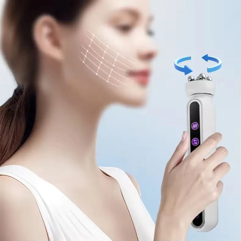 EMS Microcurrent Facial Heating Body Eye Body RF Photon Pulling Electric Rotating Roller Massage Beauty Device