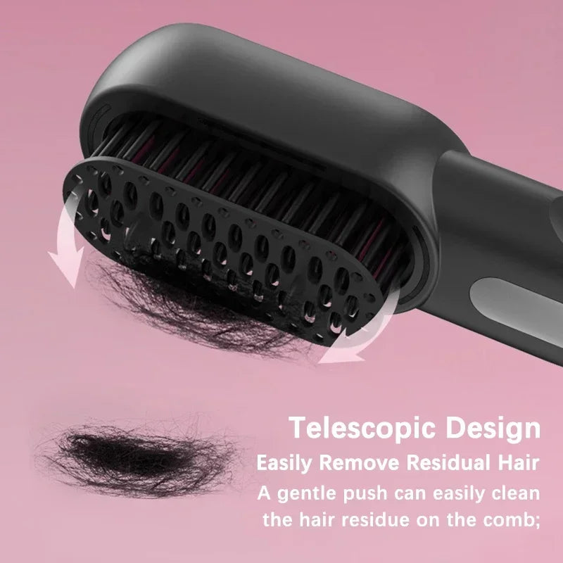Wireless Straight Curling Hair Comb Heating Negative Ion